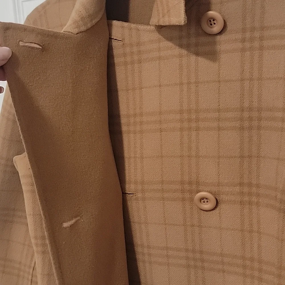 Carol Little szXS Double Breasted Wool Camel Plaid Jacket. BinG - Picture 4 of 9